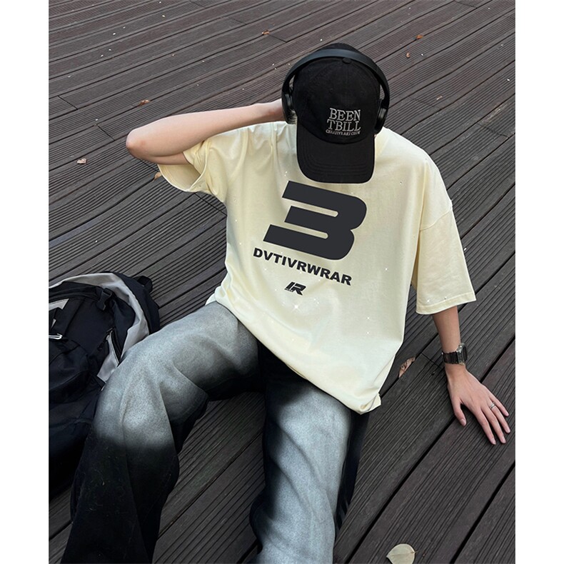 量大优供抖音视频支持得物配合二开美式满天星亮片短袖T恤MTX361,男装T恤,电商A486