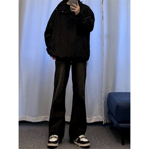 美式hiphop牛仔裤修身直筒微喇叭裤 加绒-P65图片