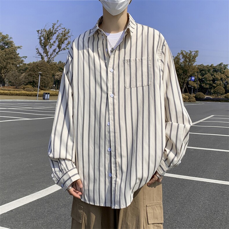 条纹衬衫男长袖韩版潮流文艺帅气2026秋夏季新款ins外套CY399-P37,男装衬衫,星座412