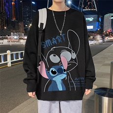 港风秋冬卡通动漫史迪仔宽松圆领毛衣男M6812P55控68，男装针织衫/毛衣，电商A268A