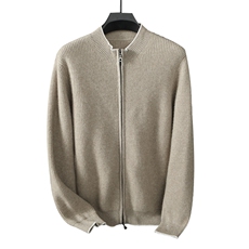 男士羊绒衫立领纯色羊绒柔软长袖开衫，男装羊绒开衫，台绒羊绒