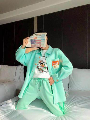 【现货】春季新款2021贴标衬衫式针织外套，女装衬衫，多来