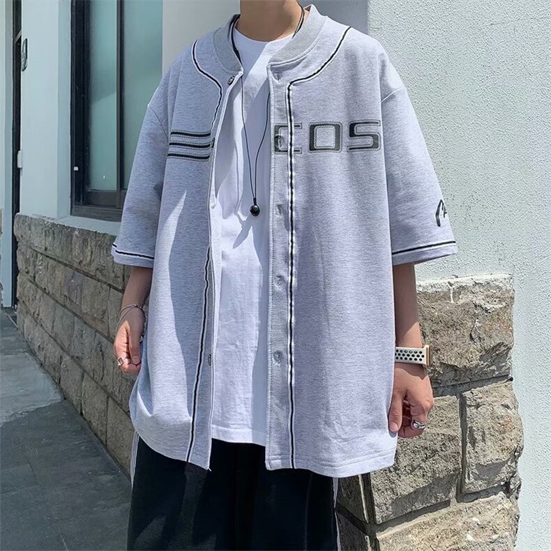 棒球服外套男宽松ins欧美嘻哈短袖夏季运动半袖T恤W794-P38,男装衬衫,星座512-2