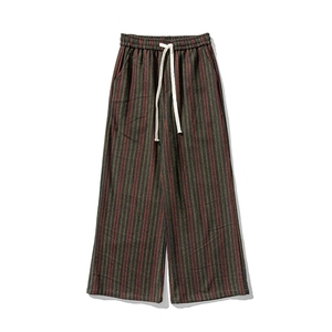 春季 大码风加厚毛呢直筒裤条纹休闲裤日系阔腿裤 K245/P75图片