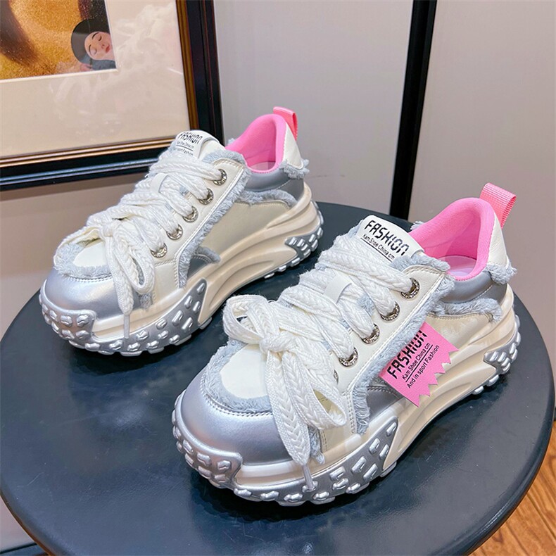 真皮老爹鞋女2023秋季新款厚底增高运动鞋女百搭鞋子女款时尚女鞋,女鞋休闲鞋,电商A223