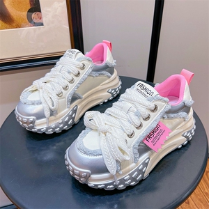 真皮老爹鞋女2023秋季新款厚底增高运动鞋女百搭鞋子女款时尚女鞋图片