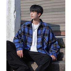 抖音新品大货格子衬衫男长袖宽松衬衣CS7225P35控58，男装衬衫，电商B413-1