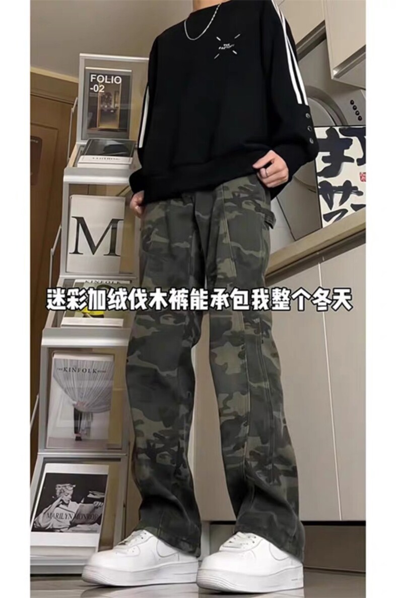 美式水洗伐木裤男秋冬图直筒百搭迷彩裤子-A2307TPP38JR45,男装休闲裤,电商B241