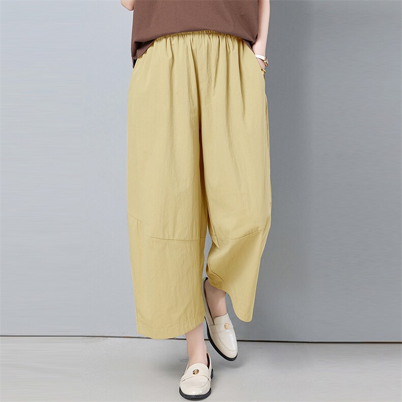 裤子2025新款今年流行爆款气质妈妈阔腿裤夏季薄款纯棉休闲九分裤，女装休闲裤，秋牧寒烟