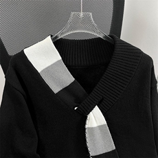 毛衣男2025新款韩版新款v领小众拼色设计慵懒风宽松休闲百搭上衣，男装针织衫/毛衣，星座601-2