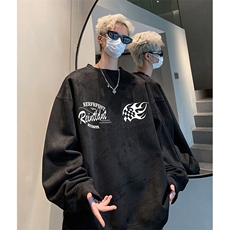 抖音得物供货提供视频秋冬重磅美式麂皮绒圆领卫衣JY381，男装卫衣，电商A486