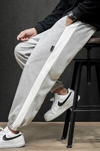 2021秋季新马切达日系大码男束脚九分休闲条纹运动卫裤K2065-P38图片