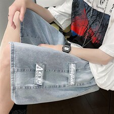 2023夏季新款韩版宽松百搭阔腿裤韩版潮流牛仔五分裤K3587-P38，男装牛仔裤，星座512-2