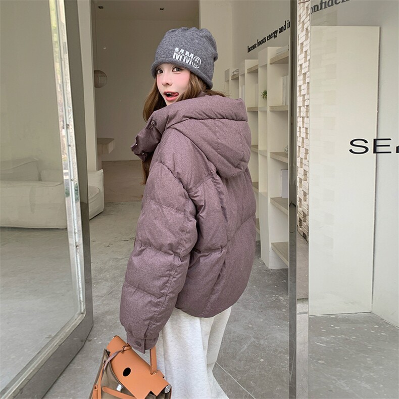 现货小个子连帽短款羽绒服女冬季新款白鸭绒洋气保暖外套面包服,女装羽绒服,网红馆