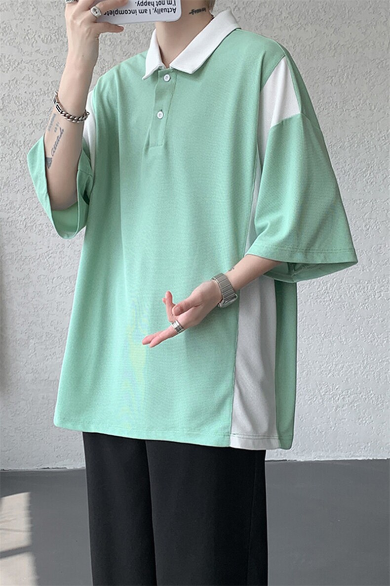 8XL-M拼接撞色短袖t恤男款夏季新款半袖POLO衫加肥加大码DT004P38,男装T恤,电商B312