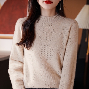 纯色女2024年新款秋冬季内搭针织羊毛衫图片
