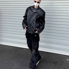 立领高级感机车皮衣男春秋短款垫肩夹克Y158-P90，男装夹克，星座1109-3