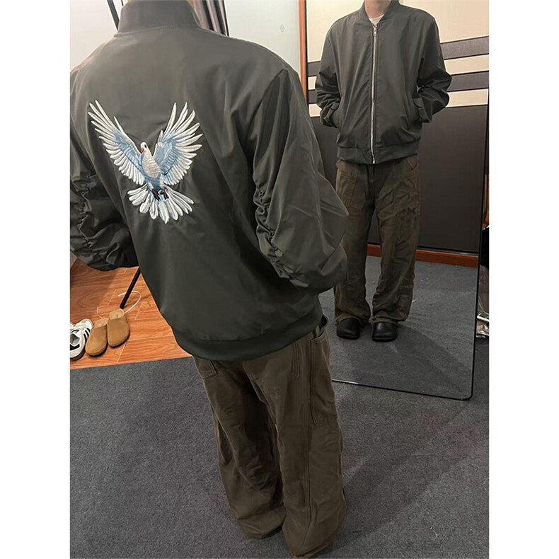 和平鸽刺绣元素外套飞行员夹克JK733特P70,男装夹克,星座908-1
