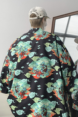 夏装大码风港风外套半袖开衫薄款道袍披风汉服中性风F12/P40，男装T恤，钱塘713