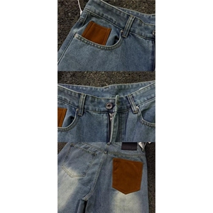 1506/QSYK71590/P60美式高街牛仔裤秋季男款阔腿直筒裤子高品质,白色背带裙搭配白色上衣图片