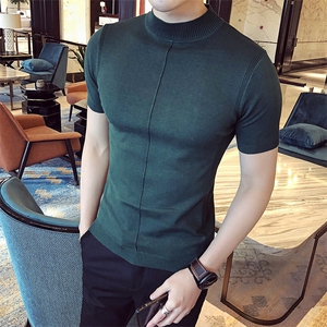 M01/p45 针织衫毛衣男 早秋男士半高领纯色修身内搭打底衫线衣图片