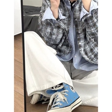 扎染格子衬衫男高级感痞帅新款叠穿内搭外套青少年格纹长袖衬衣，男装衬衫，星座506A