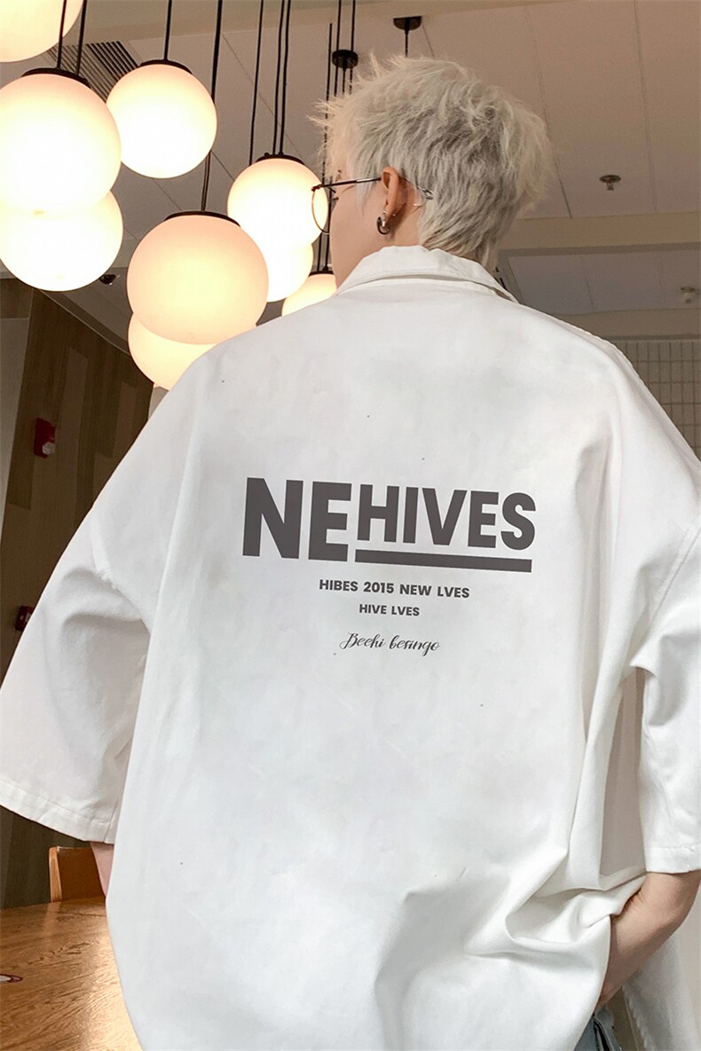 夏季新款华夫格短袖t恤男2024潮流休闲半袖上衣服宽松五分袖体恤,男装衬衫,电商B371