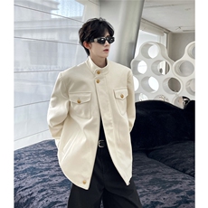 P108N592026春季新款重磅复古港风美式街头宽松立领毛呢夹克外套，男装夹克，电商A170
