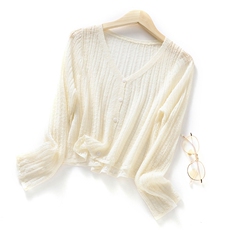 超薄夏季新款气质优雅女士时尚百搭防晒开衫长袖，女装蕾丝衫/雪纺衫，北娇羊绒