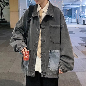牛仔外套男潮牌宽松秋季新款外穿夹克大码学生港风痞帅潮流上衣图片