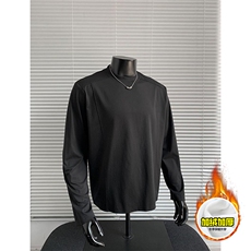 抖音得物品质美式高街重磅曼巴棉结构硬阔boxy版潮牌卫衣长袖T恤，男装T恤，电商A486