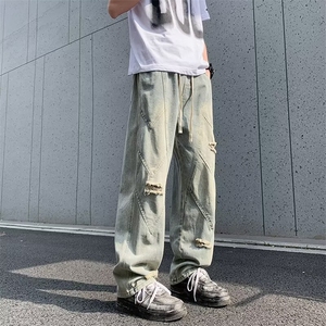 牛仔裤男春秋破洞工装裤男生宽松直筒裤子夏季薄款 N9002图片