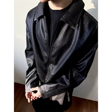 秋冬翻领拉链机车外套经典百搭短款PU皮夹克皮衣JK1730-P65，男装夹克，星座308B-2