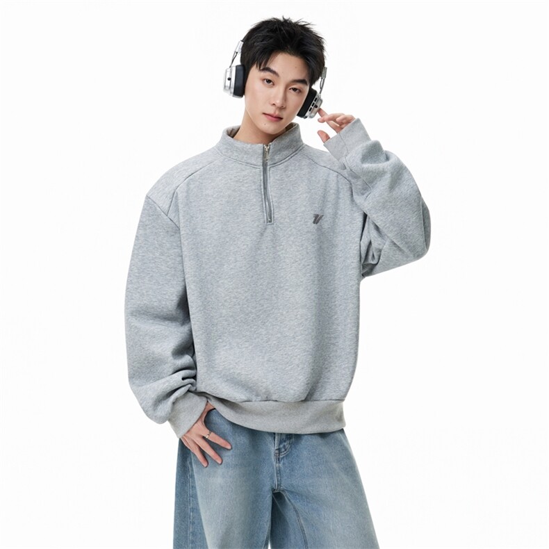 2026春立领拉链刺绣垫肩卫衣GW057特P49-控98，加绒特P54-控108，男装卫衣，星座216(原A116)