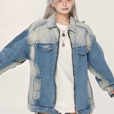 得物品质春秋款男女牛仔夹克衫渐变色宽松外套JK2066P72，男装夹克，星座1013-1