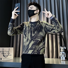 痞帅炸街男士圆领潮流拼色毛衣社会小伙店主风301C-M87-P78控108，男装针织衫/毛衣，星座301C（原B323）