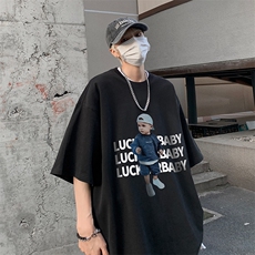 B239-1088-P25立体小男孩人物印花夏季重磅落肩袖短袖T恤美式，男装T恤，星座514-2(原B239)