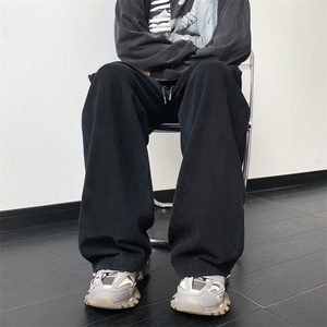 工装裤男春秋美式vibe潮牌松紧腰大码直筒裤子 XZ514-2-K1557-P63图片