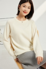 秋冬季羊绒休闲百搭时尚虚线插肩圆领羊绒衫，女装羊绒衫，英集羊绒
