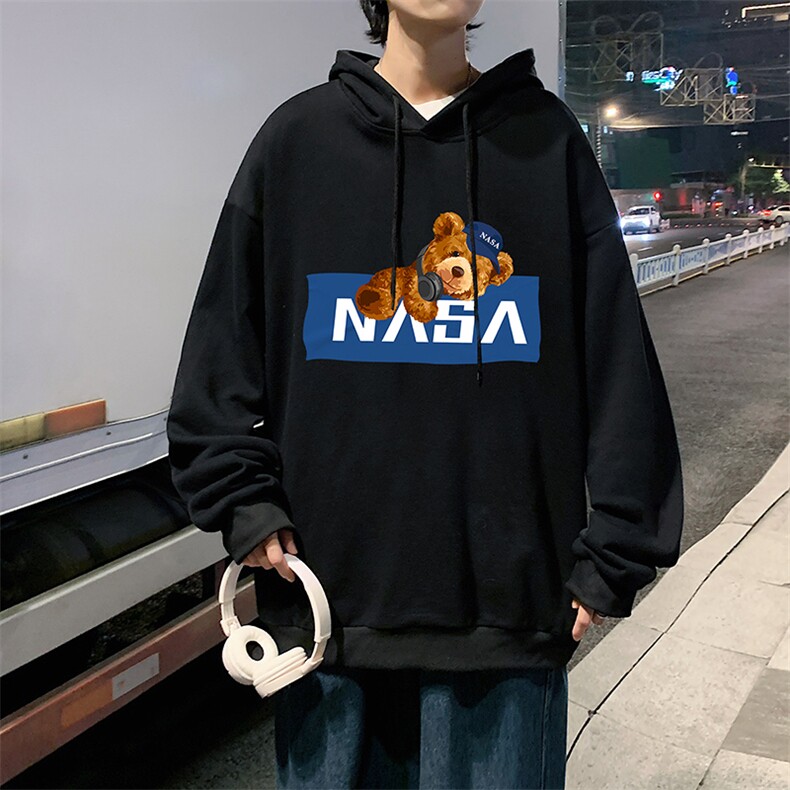WY2247-P35 纯棉连帽卫衣男大码运动帽衫宽松薄外套男NASA图片
