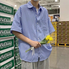 夏季短袖衬衫潮流帅气休闲条纹衬衫C53P30，男装衬衫，星座1116-2