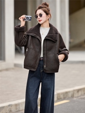 外套女2025新款小个子时尚洋气超好看短款欧货皮毛一体，女装派克服，依万里