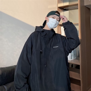 秋季冲锋衣日系潮流连帽外套男休闲宽松百搭夹克JK20 310B-1-P65图片