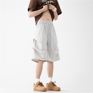 抖音品质潮流褶皱设计夏季速干宽松五分裤B315-K24167-特p25控48图片