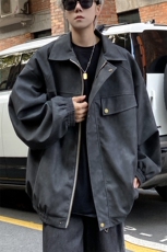 美式复古皮衣外套男春秋季潮牌痞帅宽松PU皮夹克J2516P95控138，男装皮衣，电商A157