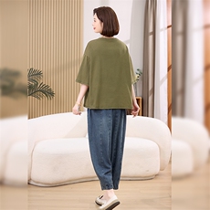 叶笙衣套装2510-126绣花棉短袖复古套装，女装套装/套裙，叶笙衣