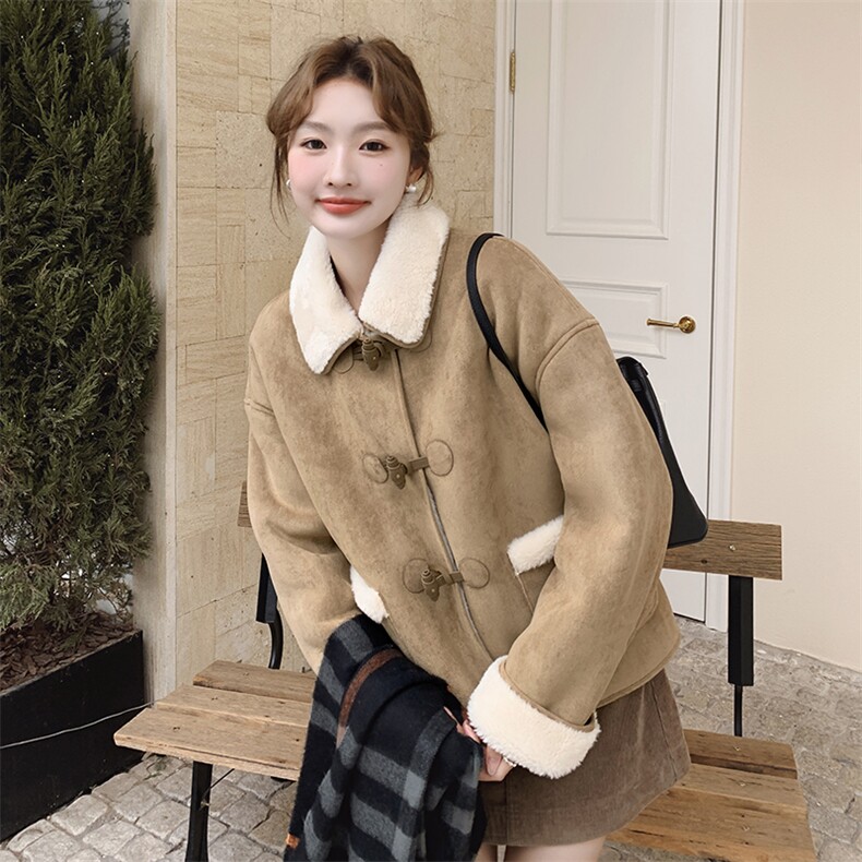 冬装新品加绒加厚复古美拉德皮毛一体浙宝208-8059-P180K268，女装羊羔毛/颗粒绒，浙宝208