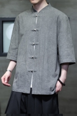 2025夏季新款风男装外套金属盘扣新中式纹理提花衬衫C137-P65，男装衬衫，电商B277(原6028)