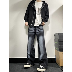 B221美式ins高街暗黑重工艺宽松直筒牛仔裤LK23125-P65控88，男装牛仔裤，电商B221