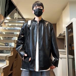 春季男士皮夹克立领薄款机车上衣休闲外套潮大码A266-PY005-P85图片